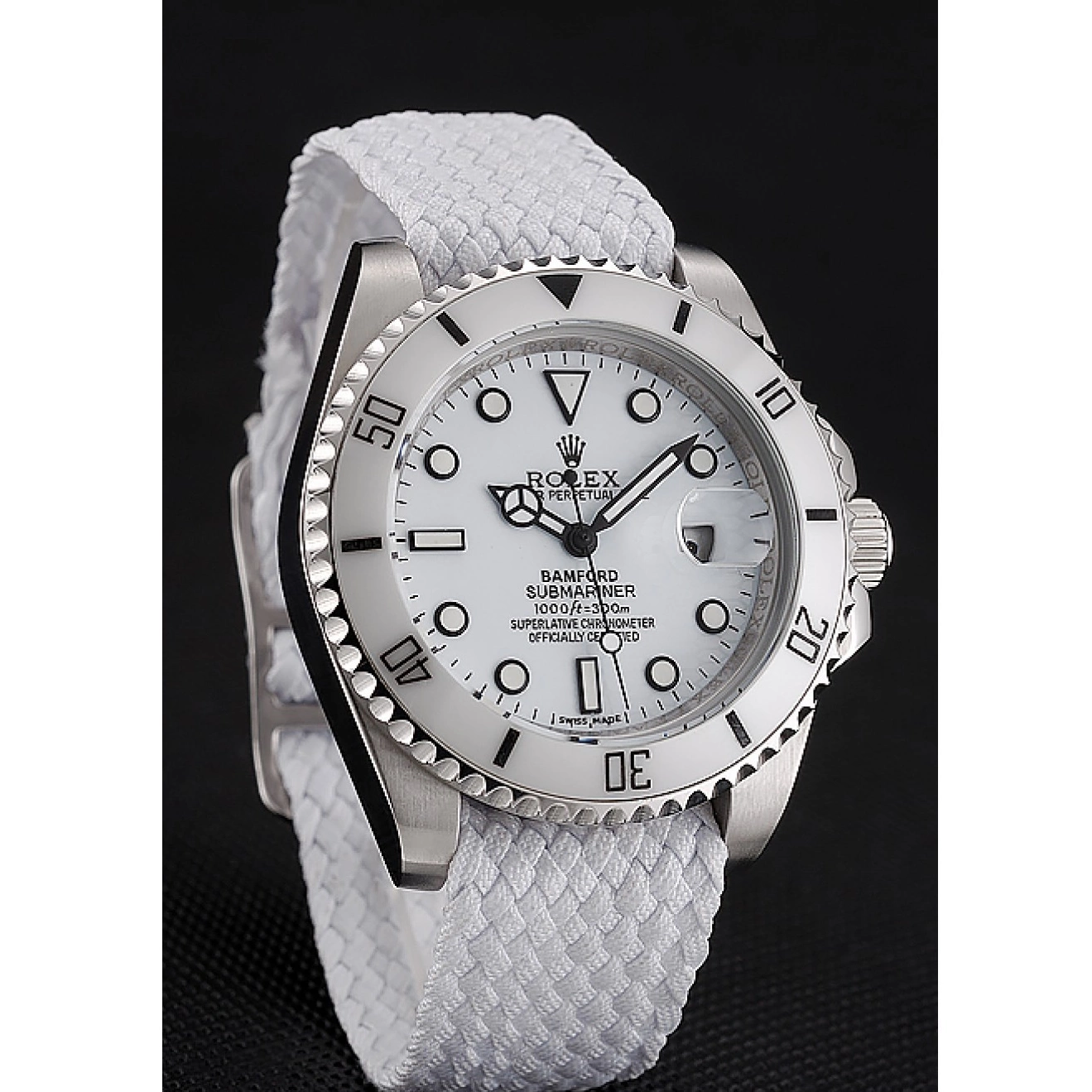 Rolex aaa copy White Bracelet White Rolex Submariner Fabric Dial Bamford 1453867 0729